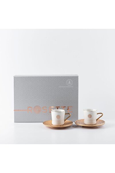 Otantik Home Rosette Porcelain Turkish Coffee Cup Set, Orange, 8 cm