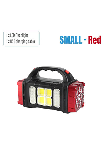 Choice مصابيح يدوية LED صغيرة حمراء عالية الطاقة للتخييم ومصباح عمل يعمل بالطاقة الشمسية و4 سرعات قابلة لإعادة الشحن عبر USB