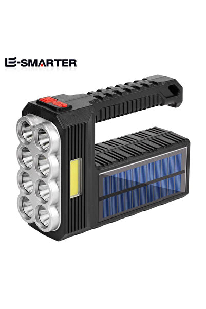 Choice W5117-8LED مع كشاف تخييم خارجي يعمل بالطاقة الشمسية مزود بـ 8 لمبات LED ومصباح يدوي محمول يعمل بالطاقة الشمسية ومنفذ USB C