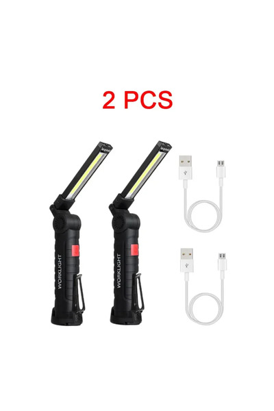 Choice W52(Long 2pcs) COB LED Folding Flashlight Portable Magnetic Work Light Lantern USB Rechargeable Emer