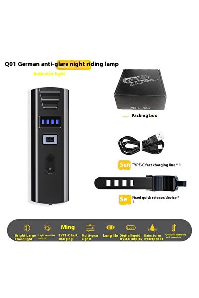Choice Q01 Bicycle Light Portable Bike Light IPX6 Flashlight Aluminum Front Lamp Type-C Charging MTB Road C