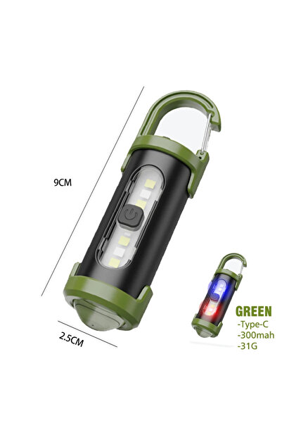 Choice مصباح يدوي صغير قابل لإعادة الشحن باللون الأخضر، قطعة واحدة، 800 لومن، مصباح عمل COB EDC، مصباح يدوي صغير فائق السطوع