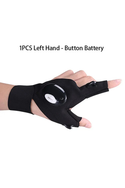 Choice قطعة واحدة من مصباح LED يدوي يعمل ببطارية يسارية، قفازات صيد بدون أصاب...