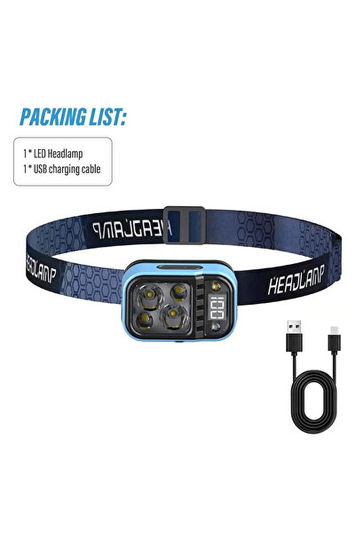 Choice YD07 blue Rechargeable Fishing LED Headlamp With Sensors and Battery Indicator Super Bright Camping