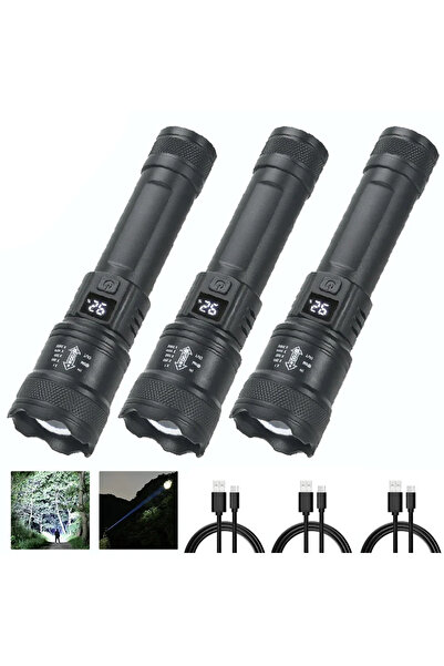 Choice S384-A 3PCS 6000000LM LED Flashlight Rechargeable High Power Military Tactical Flashlight Telescopic
