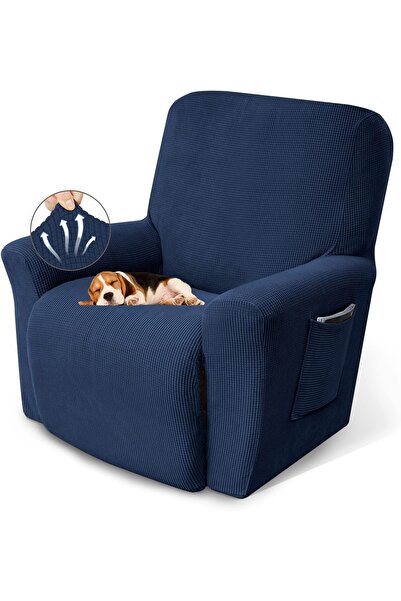 KEKUOU Recliner Slipcover, Stretch One-Piece Navy, Elastic Bottom, Polyester-...