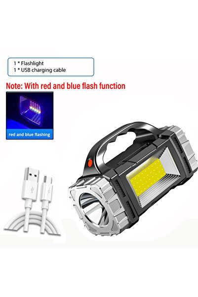 Choice مصباح يدوي LED فضي عالي الطاقة قابل لإعادة الشحن ومتعدد الوظائف محمول ...