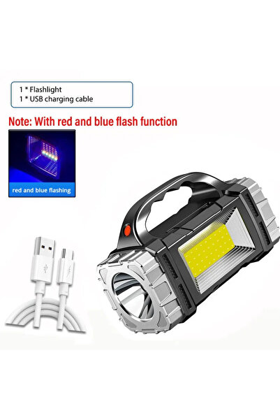 Choice مصباح يدوي LED فضي عالي الطاقة قابل لإعادة الشحن ومتعدد الوظائف محمول ...