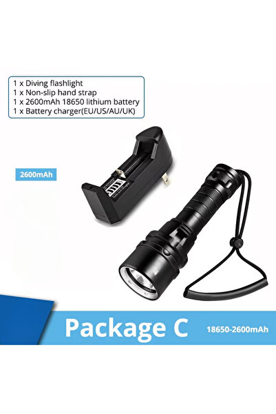Choice Fixed Focus L2-LED-Brighter 8773 PackageC-2600mA Super bright Diving Flashlight IP68 highest waterpr