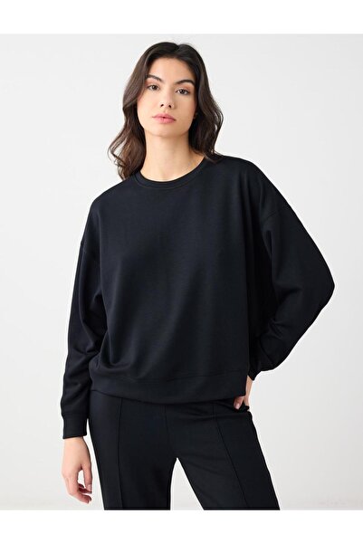 Jimmy Key Black Long Sleeve Crew Neck Modal Knitted Sweatshirt