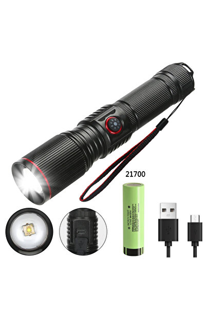 Choice مصباح يدوي قوي بقدرة 50 وات يعمل بالليزر الأبيض مع بطارية 21700 وبطارية قابلة لإعادة الشحن عبر USB بقدرة 18650 أو 21700