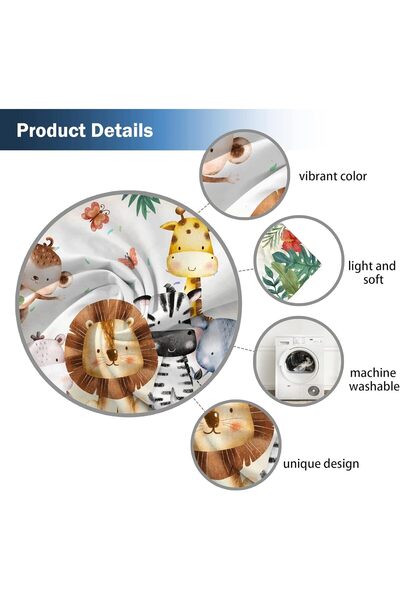 genernic Yelinata 2.08×2.13 m Safari Forest Cartoon Watercolor Durable Fabric Window Curtains