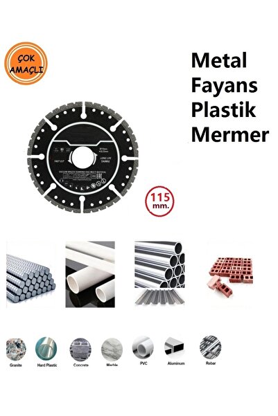 Depolife Metal Ahşap Fayans Mermer Granit Kesici 115mm Disk Bıçağı Avuç Taşla...