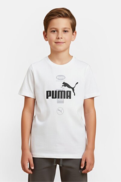 Puma Kids Boy Sportswear FIt Short Sleeve Training T-Shirt, White
