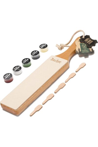 Bacher Premium Double-Sided Leather Strop Kit with Polishing Compounds