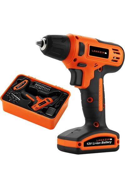 Lawazim Cordless Drill 12V Kit with 16 Accessories, 10mm Chuck, LED Light, 1300mAh