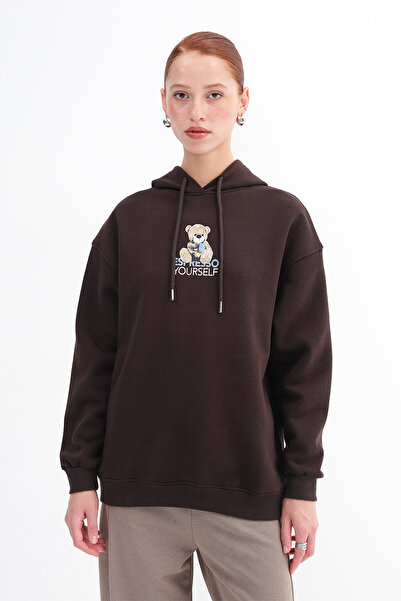 Addax Teddy Bear Printed Fleece-Lined Sweatshirt S12691