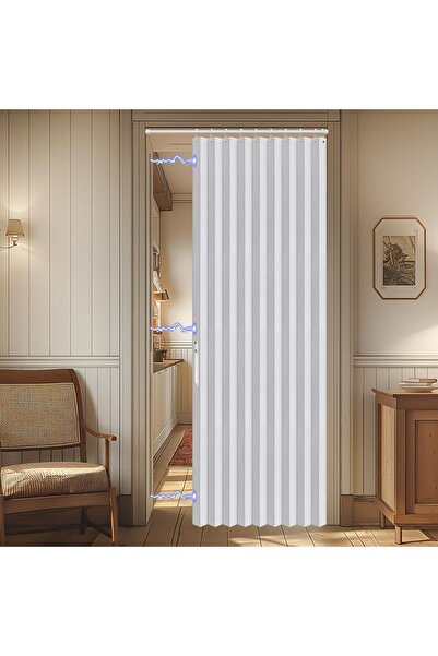 Generic 100% Blackout Magnetic Door Curtain, Foldable Accordion, White, 1.07m x 1.98m, 1 Panel