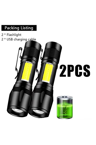 Choice tyle B 2 قطعة من مصابيح يدوية صغيرة قابلة لإعادة الشحن عبر USB 3 أوضاع فانوس COB + XPE محمول مدمج ببطارية Zooma