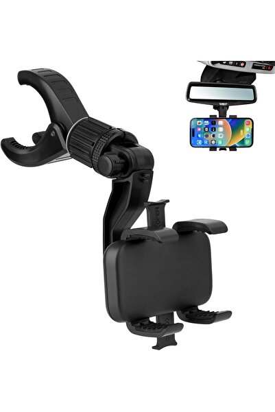 fulina 360° Rotating Car Back Seat Phone Holder, for All Smartphones, Multifunctional Rearview Mirror Stan