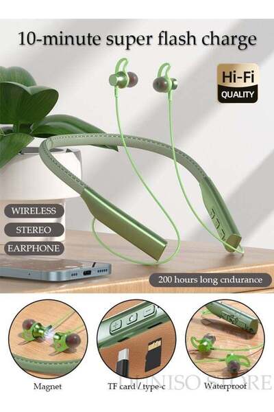 DOMEET Wireless Bluetooth Neckband Headphones with Retractable Earbuds