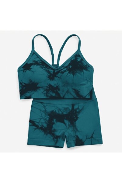 Mixbo Set sport din 2 piese Tie-Dye, pantaloni scurți și sutien sport, verde/...