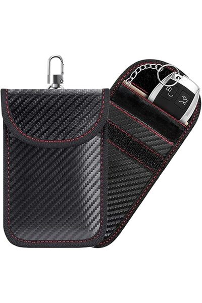 fulina حقيبة مفاتيح السيارة مضادة للسرقة، حافظة مفاتيح السيارة بدون مفتاح، عبوة من مفتاحين، لون أسود، مقاس واحد