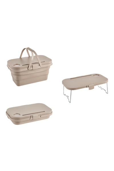 OEM Lighean pliabil 2 in 1 cu masuta picnic 8L BEJ