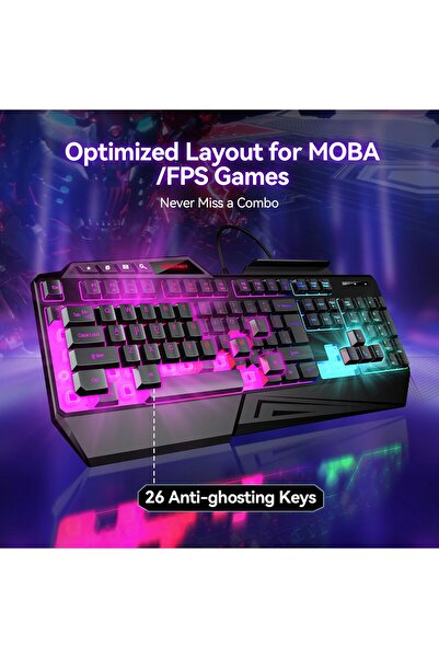 BestGod Rgb Backlit Gaming Keyboard, 108-Key Wired Computer Keyboard, High-Speed Response