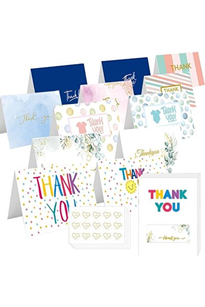 fulina Thank You Cards With Envelopes Bulk Set & Stickers For Wedding Party Business Pack of 48
