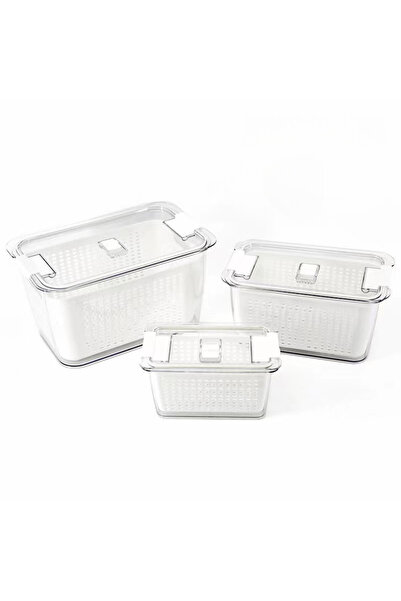 fulina 3 Pcs Fruit Storage Containers for Fridge (with Drain Basket) - Leak-Proof Food Containers, BPA-Free