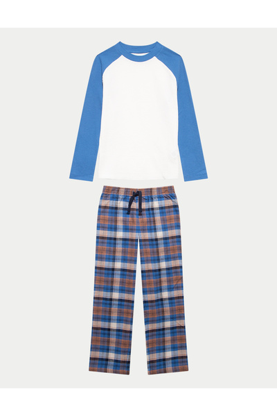 Marks & Spencer 2’li Pamuk Karışımlı Kareli Pijama Takımı (6‑16 Yaş)
