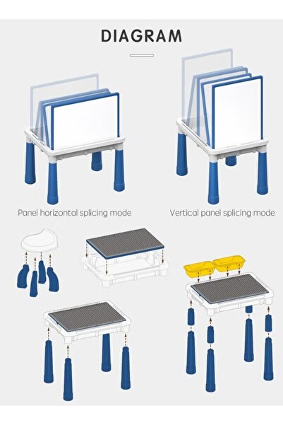 Generic Building Blocks Table Morandi Color Stacking Blocks DIY Assembled Educational Toys with Stool