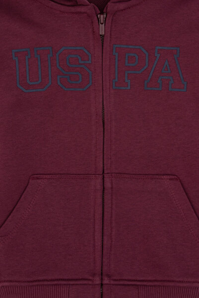 U.S. Polo Assn. Boy's Burgundy Zippered Hooded Sweatshirt 50313844-Vr177