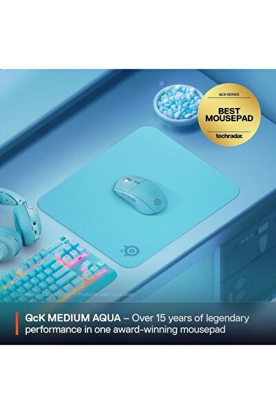 SteelSeries QcK Cloth Gaming Mouse Pad - Micro-Woven Surface - Size M - Aqua