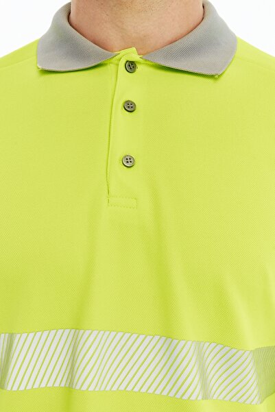 Uniprom Neon Yellow High Visibility Reflective Polo Neck Sweatshirt (Hi-Vis)