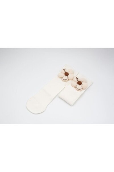 Mixbo Children's Socks, White, Cream Flower Pattern, Cotton, 2-5 years
