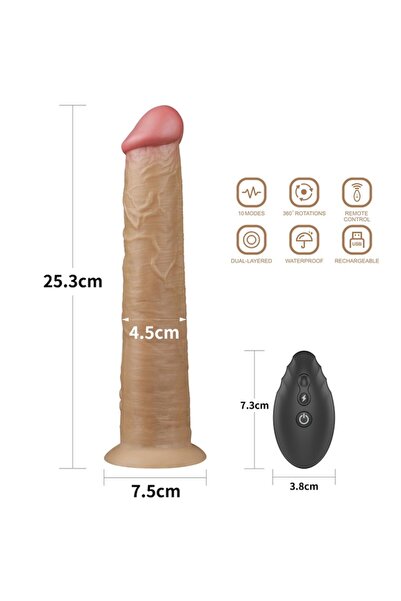 LOVETOY Vibrator cu cap rotativ din silicon platină 25 cm