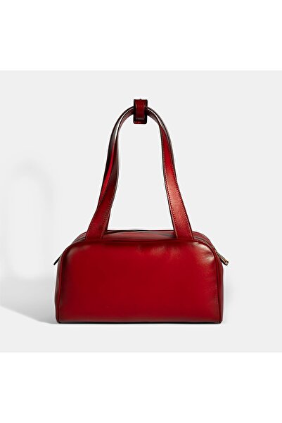 Desa Women's Red Monogram Logo Leather Shoulder Bag