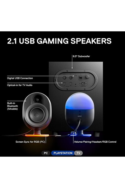 SteelSeries Arena 7 Illuminated 2.1 Gaming Speakers (UK Plug)