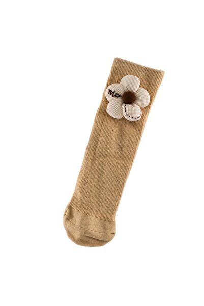 Mixbo Children's Socks, Mustard, Nude Flower, Cotton, Age 2-5