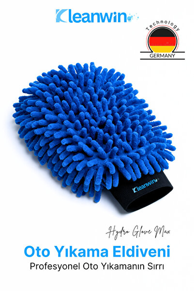 Kleanwin HydroGlove Max Mikrofiber Oto Yıkama Eldiveni – Mavi, Sünger Dolgulu...
