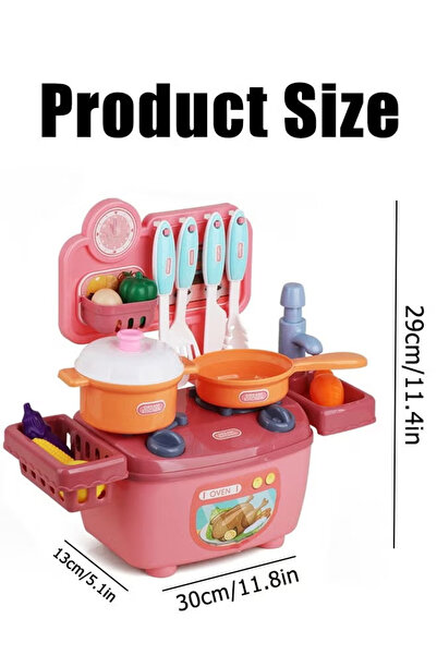 Generic Children's Role-Playing Kitchen Toy Set, Indoor DIY Kitchen Toy Game，pink