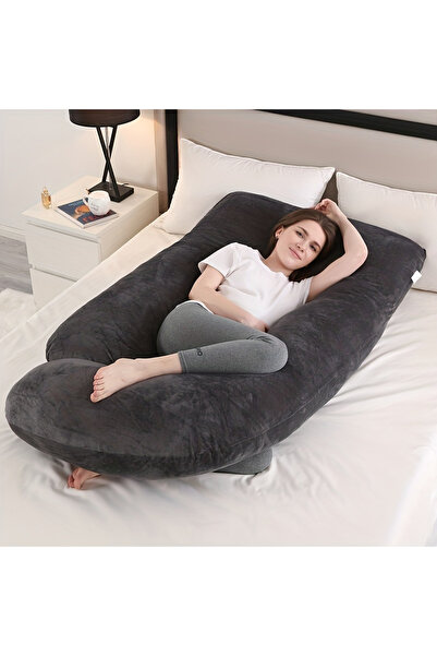 MIXSNOW Cool J-shaped Pregnancy Pillow, Perfect Sleep For Mother, Support For Pregnant Mothers - Black