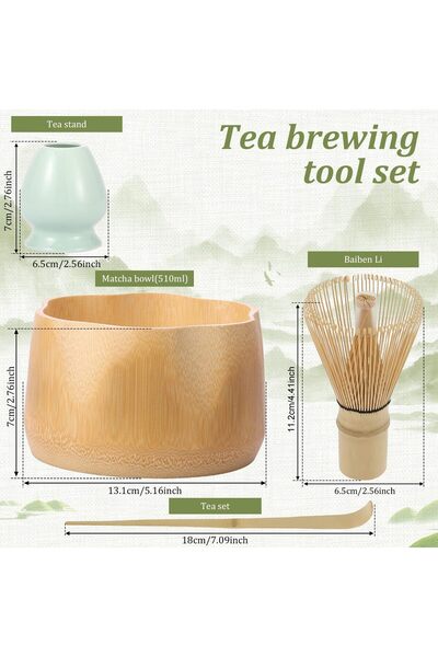 Arabest 4 Piece Matcha Tea Set, With bamboo Whisk and teaspoon, Burable, Gift...