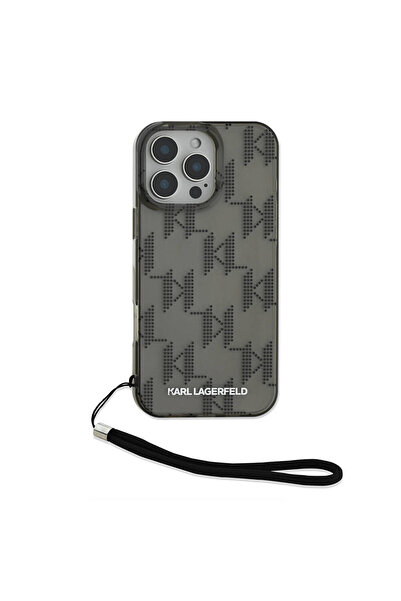 Karl Lagerfeld iPhone 16 Pro Max Kılıf Orjinal Lisanslı KL Desenli Saydam Bil...