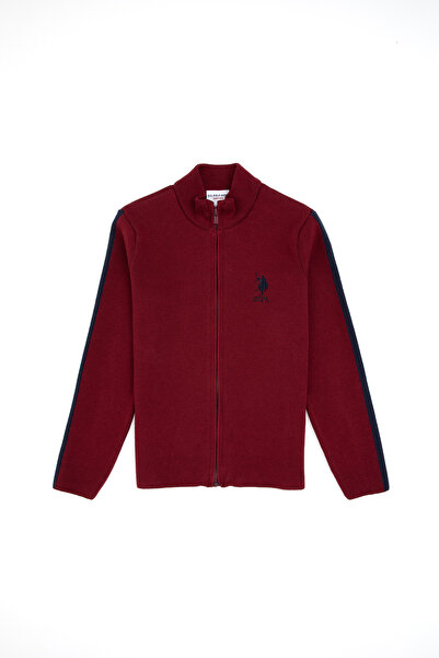 U.S. Polo Assn. Boy's Burgundy Zippered Knitwear Cardigan 50317144-Vr014