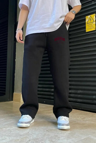 EydaMoon Ανδρικό χειμερινό φαρδύ βαμβακερό και μάλλινο παντελόνι Boston με φαρδιά πόδια και πλαϊνές τσέπες