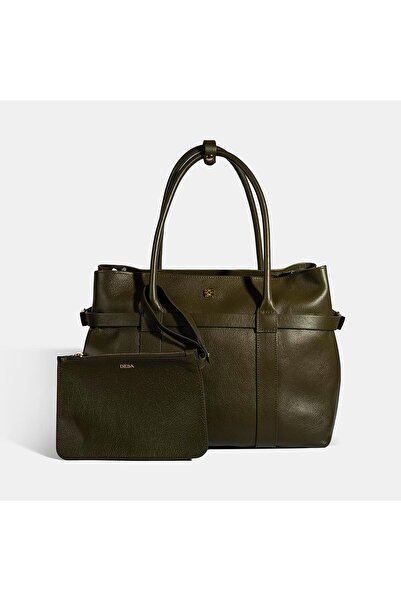 Desa Women's Green Wallet Leather Shoulder Bag with Accessories