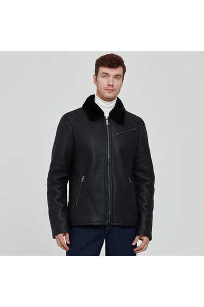 Tergan Siyah Hakiki Deri Erkek Hakiki Deri Mont - E23KKM310455-D51
